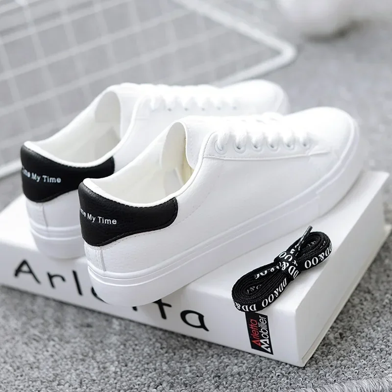 Women Sneakers Fashion Breathble Vulcanized Shoes Pu Leather Platform Shoes White Lace Up Casual Shoes Zapatos Mujer - Image 2