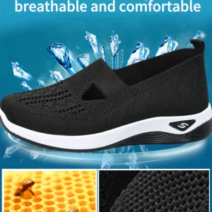 Women's shoes Solid Color Breathable Sneakers, casual sneaker women's summer sneakers, Low-top Knitted Casual Shoes Mom Shoes