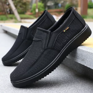 Men's Breathable Slip-On Casual Shoes - Lightweight Low-Top Walking Sneakers for Outdoor, Fishing, Park and Exercise, Brown Mesh Fabric, Rubber Sole, Plaid for All Seasons, Outdoor Shoes | Low-Top Shoes | Fabric Upper