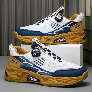 Men's Korean breathable casual sports shoes four season new soft soled Rotating shoelaces outdoor running shoes student sneakers